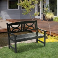 Outsunny 2-Seater Wooden Garden Bench 4FT Outdoor Patio Loveseat for Yard, Lawn, Porch, Black(m-7)