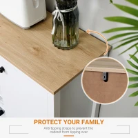 HOMCOM Buffet Cabinet, Rustic Kitchen Sideboard with 9-bottle Wine Rack, Storage Cabinets, Drawers and Adjustable Shelves, Black Handle(m-7)