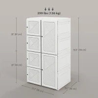 HOMCOM Portable Wardrobe, Foldable Clothes Storage Organzier with 5 Compartments, 1 Hanging Rod, Magnet Doors, White(m-3)