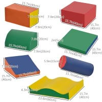 Soozier 7 Pieces Soft Play Foam Climbing Blocks, Indoor Modular Kids Play Toys for Climbing, Crawling, Sliding, Multicolour(m-3)