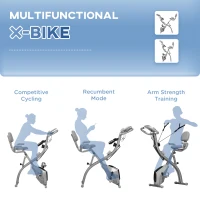 Soozier 3 in 1 Folding Exercise Bike, Foldable Stationary Bike with 8-Level Magnetic Resistance, Adjustable Seat, Grey(m-7)