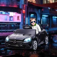 Aosom 12V Ride On Car with Parent Remote Control Two Motors Music Lights Suspension Wheels for 3-6 Years Black(m-1)