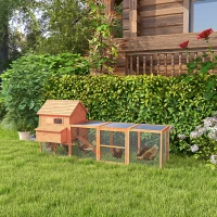 PawHut 145" Chicken Coop Large Chicken House Rabbit Hutch Wooden Poultry Cage Pen Garden & Backyard with Run & Inner Hen House Space(m-2)