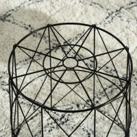 HOMCOM Set of 3 Nesting Coffee Tables with Storage, Round End Table with Removable Tray, Basket Side Tables with Metal Frame for Living Room, Black(m-9)