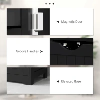 kleankin Bathroom Storage Cabinet, Floor Cabinet with Adjustable Shelf and 4 Drawers, Side Cabinet for Washroom, Black(m-6)