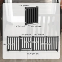 PawHut Foldable Dog Gate with Door, 4 Panels Fressstanding Pet Gate, Black(m-3)