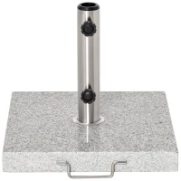 Outsunny 55 lbs Marble Square Umbrella Stand 16.5" Market Heavy Holder Base w/ Wheels, Grey(m-9)