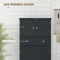 HOMCOM 50.5" Kitchen Storage Cabinet, Modern Kitchen Pantry Cabinet with 4 Doors, Drawer, Adjustable Shelf, Black(m-4)