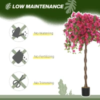 HOMCOM Set of 2 Decorative Artificial Plants, Murraya Flowers in Pots, Fake Plants for Indoor Decor, 59-inch, Purple and Red(m-6)
