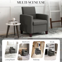 HOMCOM Fabric Accent Chair, Modern Armchair with Seat Cushion and Non-Slip Pads for Living Room, Bedroom, Dark Grey(m-7)