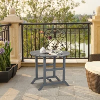 Outsunny Aluminum Frame Round Patio Table with Umbrella Hole, Outdoor Dining Table for 4 People, Dark Gray(m-10)