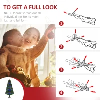 HOMCOM 5FT Pre-lit LED Optical Fiber Christmas Tree Artificial Holiday Décor with Stand Green(m-6)