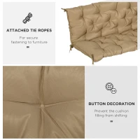 Outsunny Porch Swing Cushion Garden Bench Cushion with Backrest, Non-Slip 3-Seater Soft Pad, Swing Chair Mat Replacement for Indoor and Outdoor, 59.1" x 38.6", Khaki(m-6)