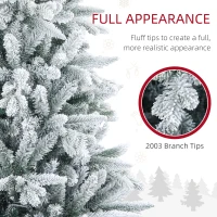 HOMCOM 8ft Artificial Flocked Christmas Tree with Snow Tips, Easy Assembly, Hinged Xmas Tree for Home Office Holiday(m-5)