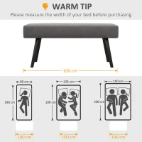 HOMCOM 39 Inches Upholstered Bedroom Bench, Modern End of Bed Bench with Steel Legs, Gray(m-7)