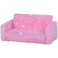 Qaba Couch with Glow in the Dark Cloud Pattern, Washable Cover, Pink(m-1)