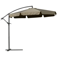 Outsunny 9' Offset Hanging Patio Umbrella, Cantilever Umbrella with Easy Tilt Adjustment, Cross Base and 8 Ribs for Backyard, Poolside, Lawn and Garden, Coffee(m-11)