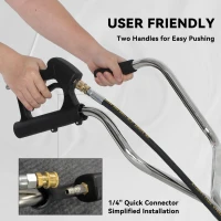 Outsunny 18" Pressure Washer Surface Cleaner with 4 Wheels, Stainless Steel Power Washer Surface Cleaner with 1/4" Quick Connector, 2 Handles, 3600 PSI, Silver(m-7)