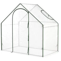 Outsunny 6'x3.3'x5.5' Walk-in Garden Greenhouse with Door and Window, Portable Mini Greenhouse for Plants Flowers Herbs, Steel Outdoor Hot House Growing Tent, Clear Plastic Cover(m-11)