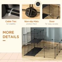 PawHut 2-Tier Foldable Metal Small Animal Playpen Pet Fence with Reshaping Customizable Design, Large Guinea Pig Cage, Bunny Rabbit Cage, and Chinchilla Cage, C&C Cage and Metal Playpen with Mats(m-7)