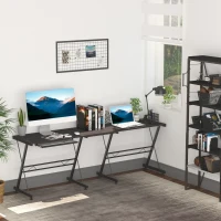 HOMCOM Large L-Shaped Desk Computer Desk, Multifunctional Computer Table with Keyboard Corner Table, Sturdy Steel Construction, Black(m-7)