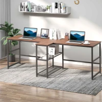 HOMCOM 83" Two Person Computer Desk with 2 Storage Shelves, Double Desk Workstation with Book Shelf,  Long Desk Table for Home Office, Dark Walnut(m-2)
