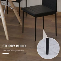 HOMCOM High Back Dining Chairs, Modern Upholstered PU Leather Accent Chairs with Metal Legs for Kitchen, Set of 4, Black(m-5)