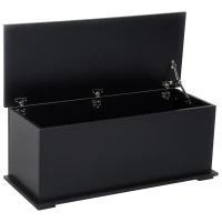 HOMCOM 39.5" Storage Chest with 2 Safety Hinges, Storage Box Organizer with Flip-Top Lid, Entryway Storage Bench, Black(m-2)