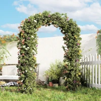 Outsunny 8FT Metal Garden Arch Trellis for Climbing Plants, Ceremony, Wedding Decoration, Black(m-8)