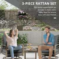 Outsunny Patio Bistro Set, Porch Furniture with Soft Cushions and Rocking Function for Yard, Lawn, Porch, Dark Gray(m-6)