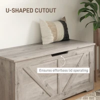 HOMCOM 39.4 Inches Storage Chest, Storage Trunk with 2 Safety Hinges, Wooden Box for Living Room, Grey Wood Grain(m-7)