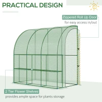 Outsunny 7' x 4' x 7' Outdoor Lean-to Walk-in Garden Greenhouse with Roll-Up Door Hot House for Plants Herbs Vegetables, Green(m-6)