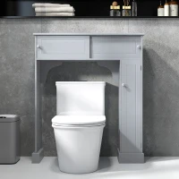 kleankin Over Toilet Bathroom Organizer, Freestanding Over the Toilet Storage Cabinet with Adjustable Shelves, Toilet Rack(m-10)