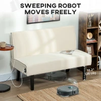 HOMCOM 46.5" Loveseat Couch with USB Ports, Corduroy Love Seat Sofa with Wood Legs for Living Room, Bedroom, Small Space, Cream(m-9)