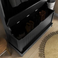 HOMCOM 3-In-1 Hall Tree w/ Coat Rack, Shoe Storage and Bench Seat, Entryway Bench w/ 4 Hooks for Hallway, Living Room, Black(m-10)