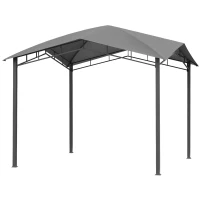 Outsunny 10' x 10' Soft Top Patio Gazebo Outdoor Canopy with Unique Geometric Design Roof, All-Weather Steel Frame, Gray(m-1)