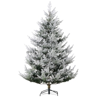 HOMCOM 7.5 FT Artificial Christmas Tree, Flocked Hinged Xmas Tree with 1218 Tips, Steel Base, Auto Open, Green
