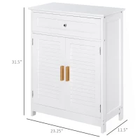 kleankin Bathroom Floor Cabinet, Freestanding Storage Cabinet with Double Doors and Drawer,  White(m-3)