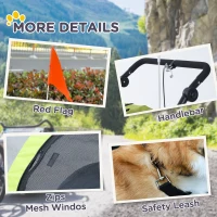 Aosom Dog Bike Trailer 2-In-1 w/ Suspension, Hitch, Storage Pockets, Green(m-10)