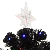 HOMCOM 7ft Prelit Artificial Christmas Tree with LED Lights, Multicolored Fiber Optics and Realistic Branch Tips, Black(m-9)