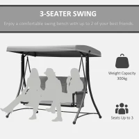 Outsunny 3 Person Porch Swing Outdoor Swing Chair with High Back Design, Side Pouches and Adjustable Canopy, Dark Grey(m-7)