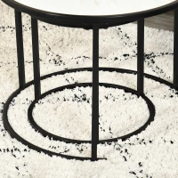 HOMCOM Round Nesting Coffee Table Set of 2, Stacking Modern Accent Tables with Faux Marble Tabletop and Metal Frame for Living Room, White(m-10)