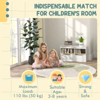 Qaba Kids Bookshelf with 2 Drawers, Large Tabletop, Shelf, for Nursery, Kids Room, Bedroom, Living Room, White(m-7)