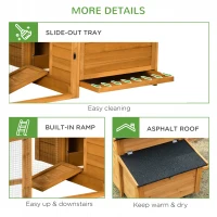 PawHut 2-Tier Chicken Coop, Wooden Hen House, Poultry Habitat Outdoor Backyard with Removable Tray, Nesting Box, Outside Run, Ramp, 71"x36"x31"(m-7)