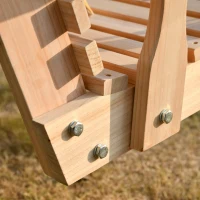 Outsunny 2 Seater Porch Swing Wooden Patio Swing Chair Seat with Cup Holder and Chains Outdoor Swing Bench for Garden Yard, Natural(m-10)