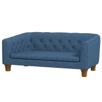 PawHut Raised Dog Sofa, Elevated Pet Couch for Small and Medium Dogs, with Removable Soft Cushion, Anti-Slip Pads, Simple Installation, Blue(m-11)