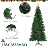 HOMCOM 6.9ft Christmas Tree Artificial Evergreen Spruce Xmas Tree Holiday Decor Indoor Outdoor w/ Stand 631 Branch Tips Seasonal Decoration Green(m-5)