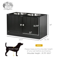 PawHut Large Elevated Dog Bowls with Storage Cabinet Containing Large 44L Capacity, Raised Dog Bowl Stand Pet Food Bowl Pet Feeding Station, Black(m-3)