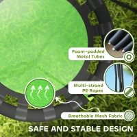 Qaba 24 inch Saucer Tree Swing Set for Kids with Adjustable Hanging Ropes for Outdoor, Backyard, Green(m-4)