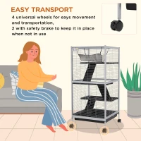 PawHut Steel Small Animal Cage for Guinea Pig, Ferret, Chinchilla, Kitten and Rabbit, Light Grey(m-5)